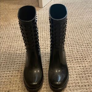 Black Studded Rain Boots